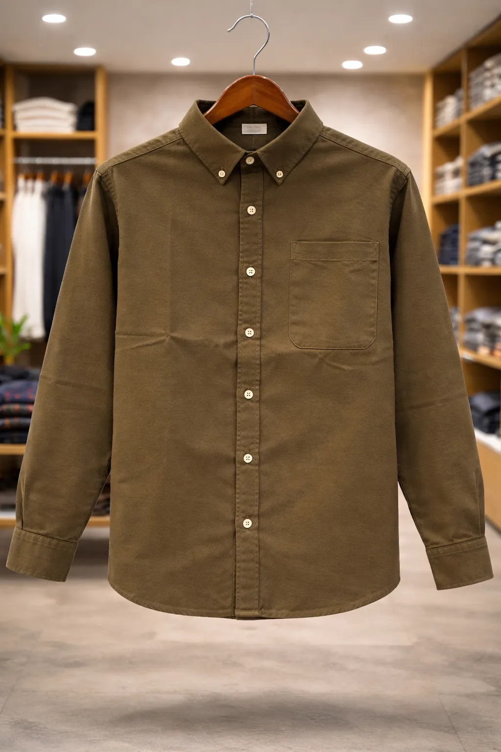 Men's Olive Green Classic Button-Down